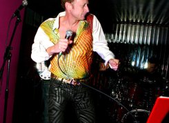 Performing rockaoke in my McQueen trousers (photo: Andrew P Childs)