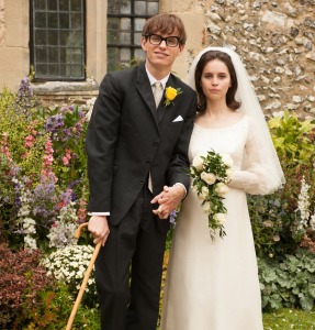 Eddie Redmayne as a young Stephen Hawking, with Felicity Jones as his wife Jane, in The Theory of Everything