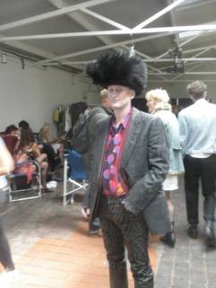 Me, as Music Industry Type, with Noel Fielding just behind. Alexander McQueen trousers and purple space shirt my own